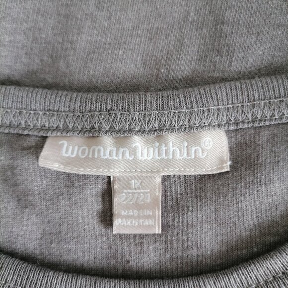Woman Within Womens Gray Long Sleeve Crew Neck Pullover T-Shirt Size 1X (22/24) - Picture 5 of 7